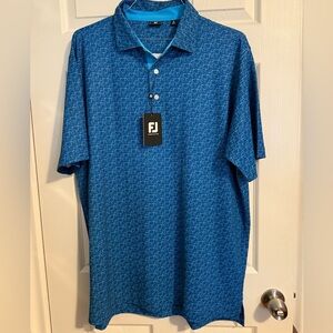 FootJoy Textured Blue Polo Shirt